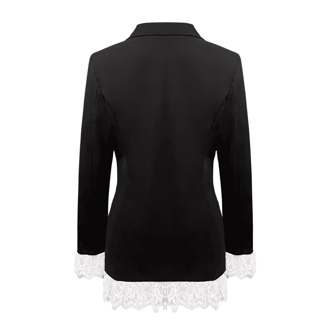 Lace Hem Black Peplum Blazer