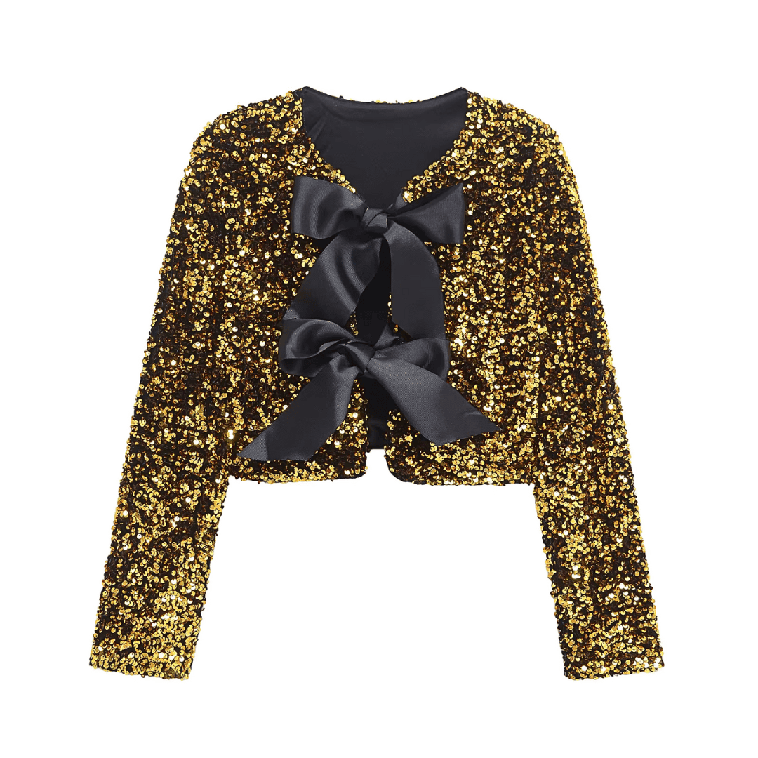 Sequin Bow Cropped Jacket