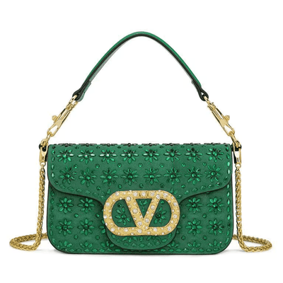 Embellished Floral Leather Handbag