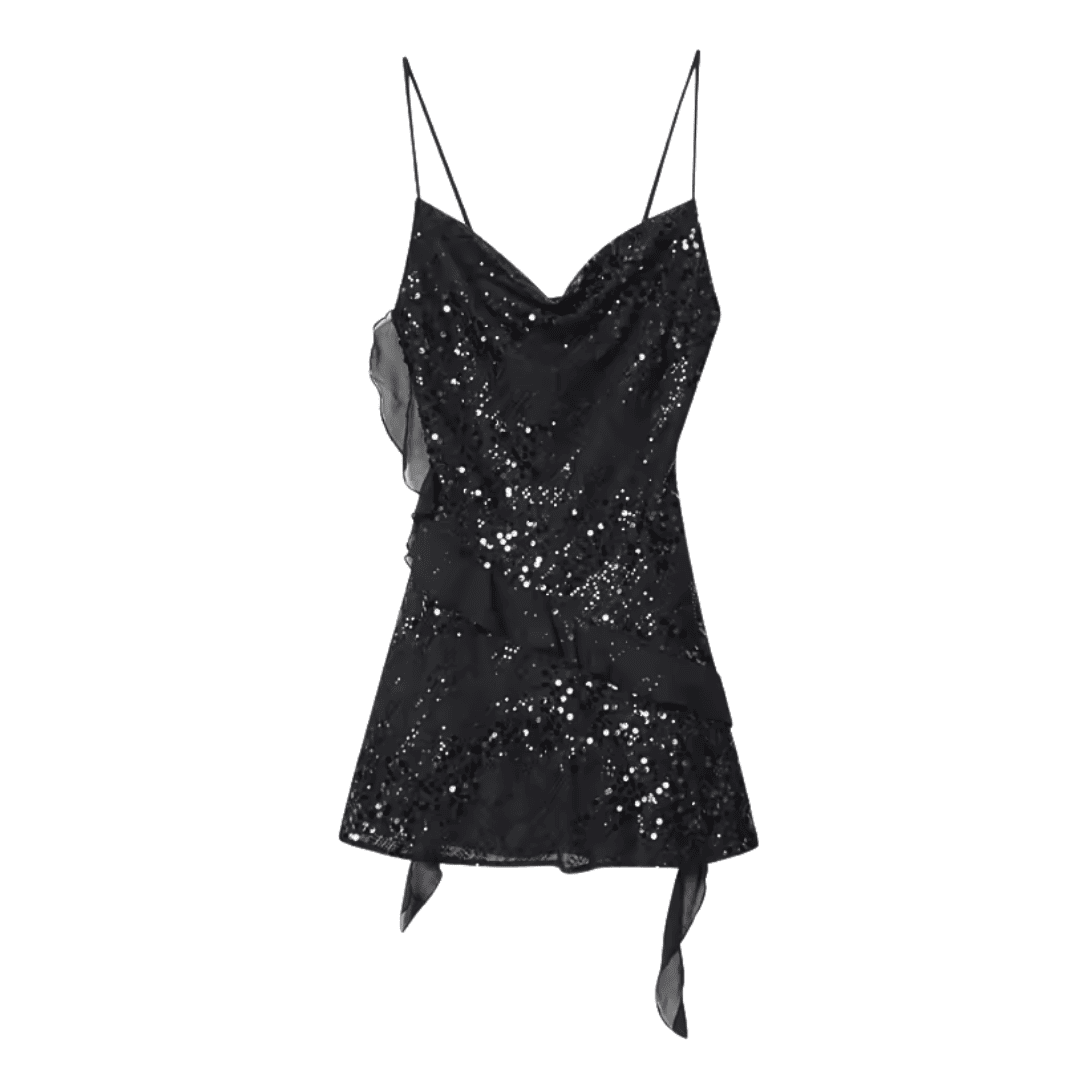 Sequin Ruffle Mini Dress