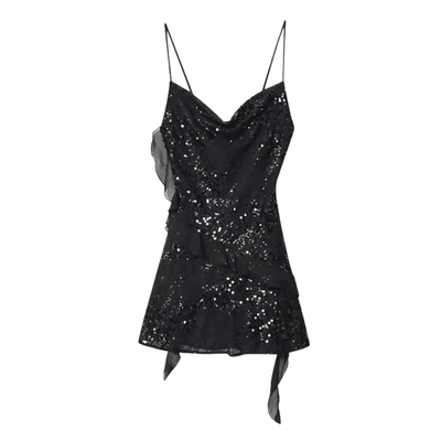 Pailletten-Rüschen-Minikleid