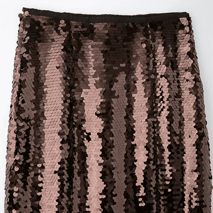 Brown Sequin High-Slit Midi