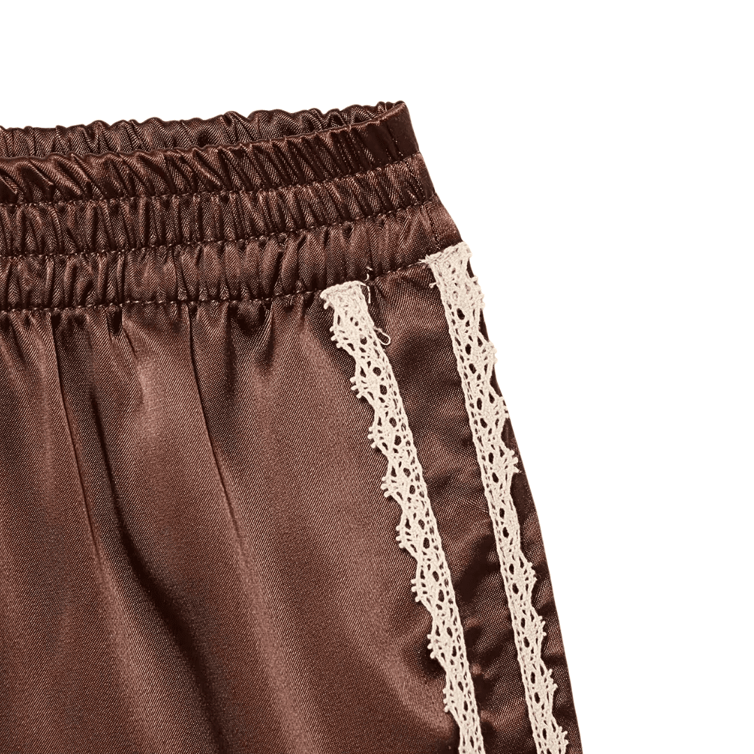Satin Lace Trim Lounge Shorts