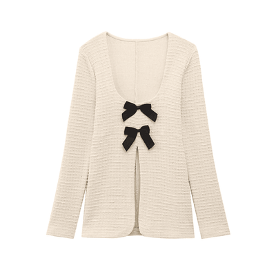 Bow Knit Flared Pant Set