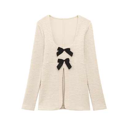 Bow Knit Flared Pant Set