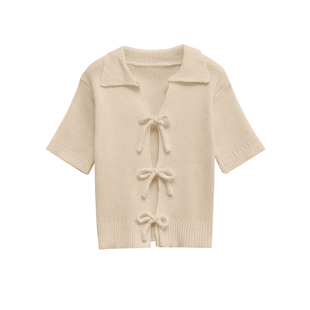 Ribbed Bow Front Top