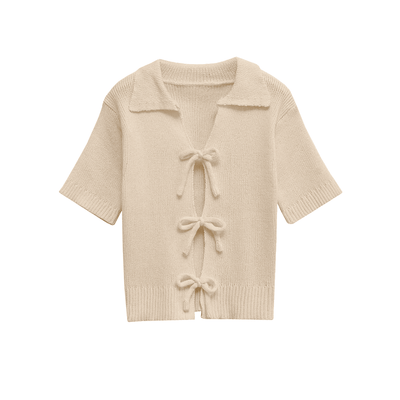 Ribbed Bow Front Top