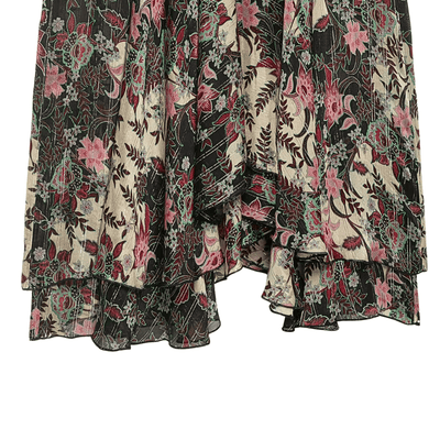 Floral Print Asymmetrical Midi Skirt – Lurex Bohemian Flowy Skirt