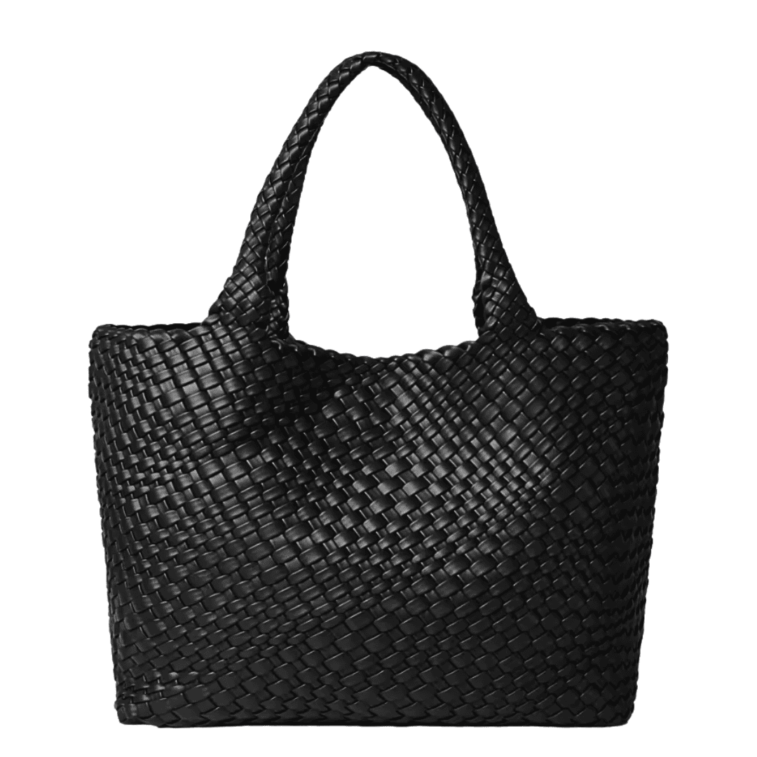 Woven Faux Leather Tote