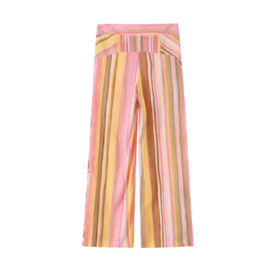 Gestreifte Sommer-Leinenhose (weit geschnitten)