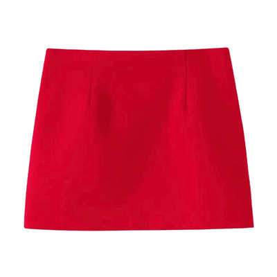Red Draped Mini Skirt