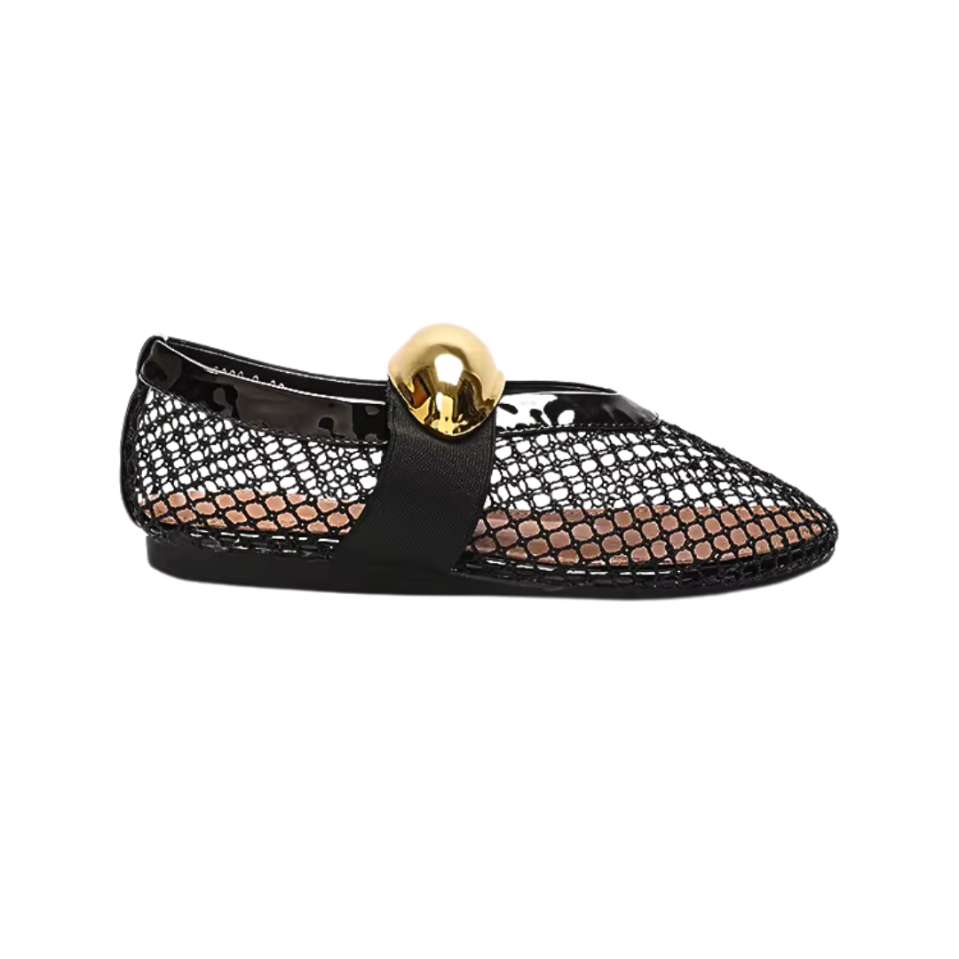 Sheer Mesh Pointed Ballerina Flats