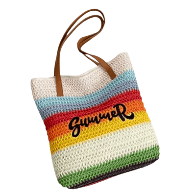 Summer Striped Crochet Beach Bag