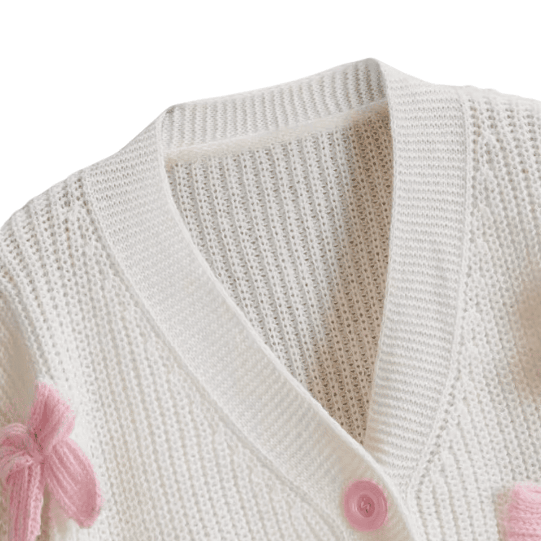 White Bow Accent Cardigan