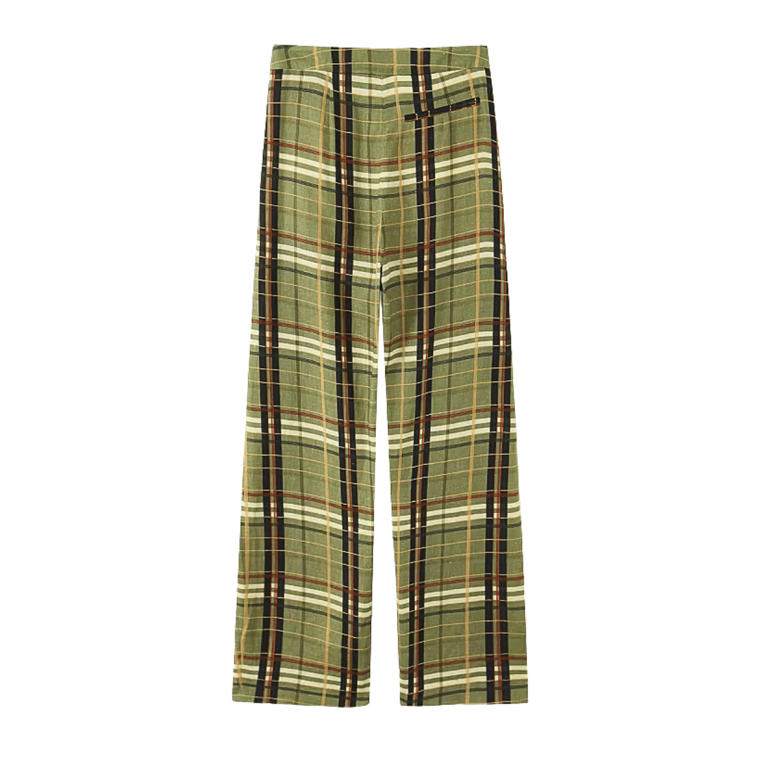 Elegant High Waist Karo Trousers