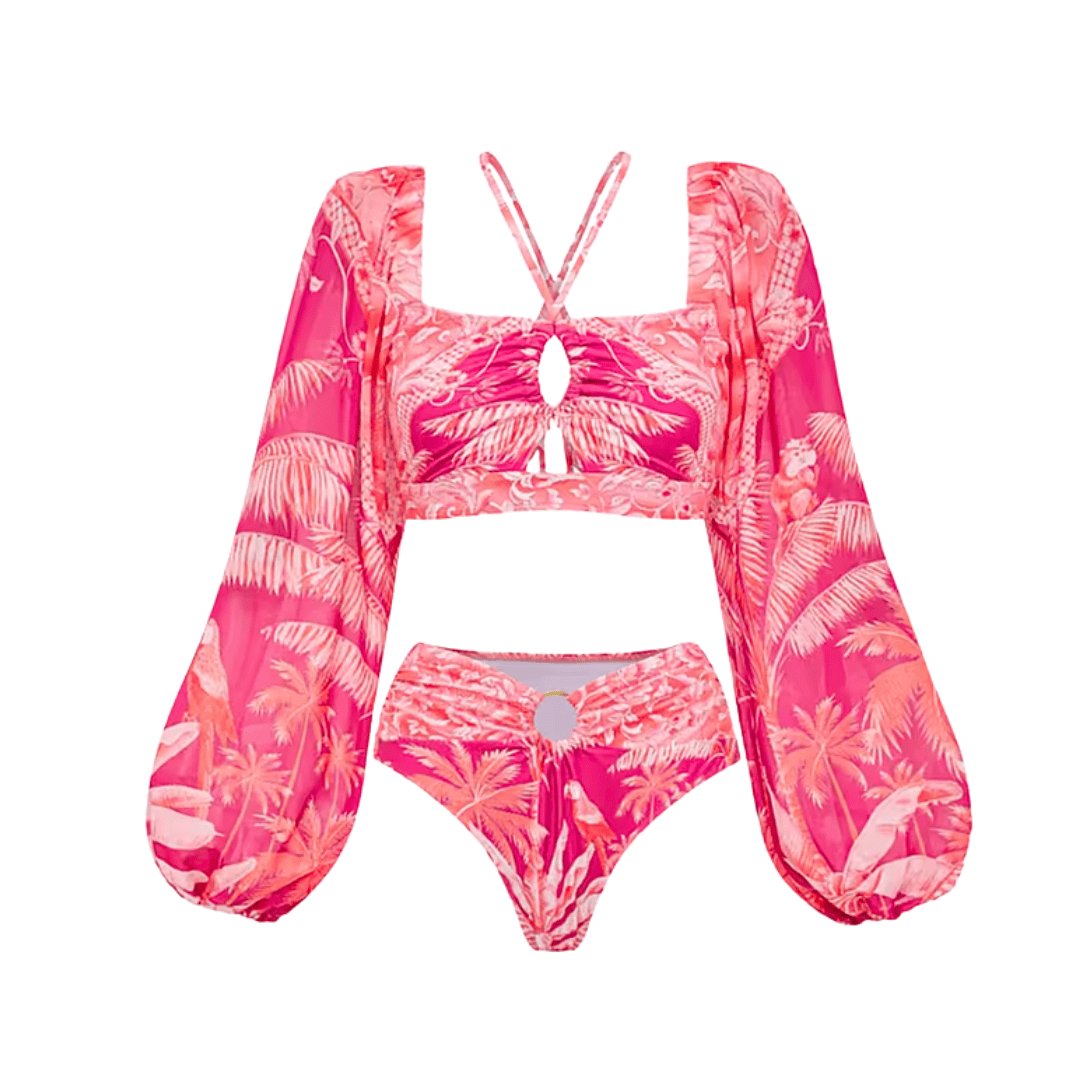 Tropical Palm 3-Piece Swimsuit Set