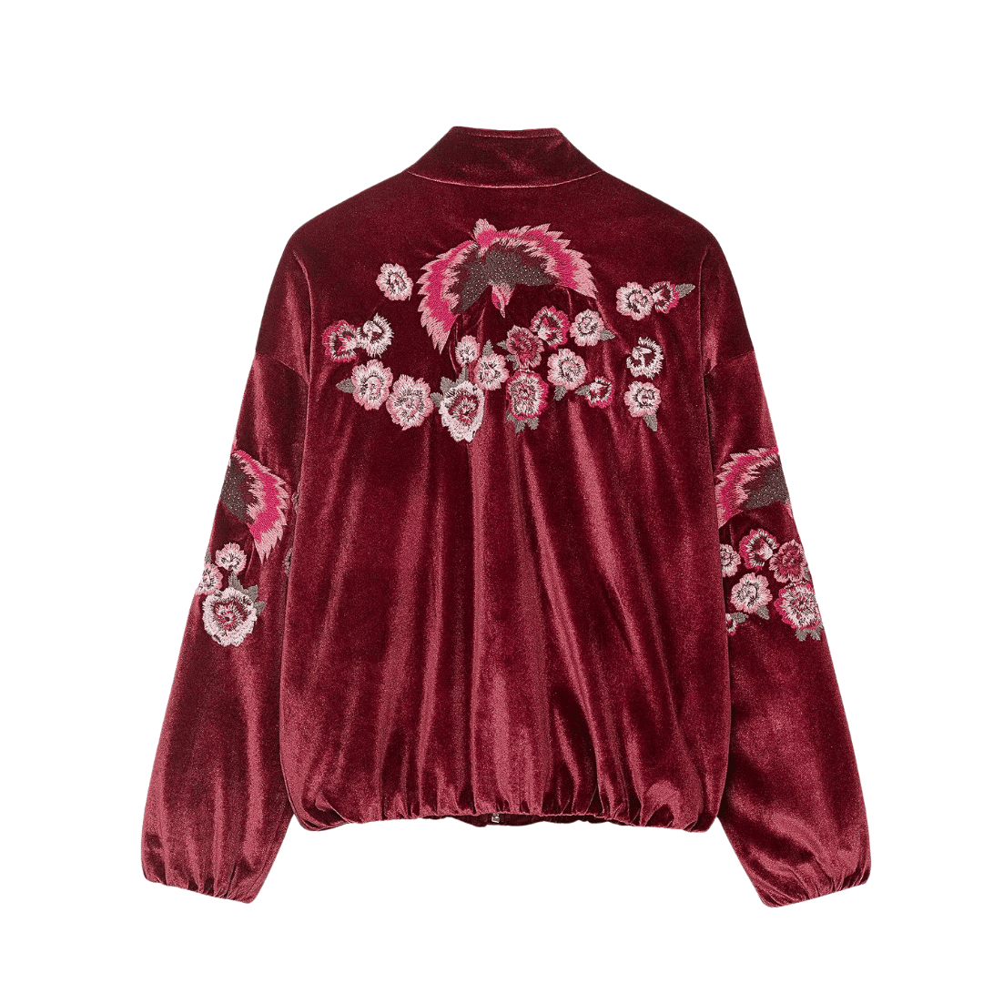 Floral Velvet Bomber Jacket