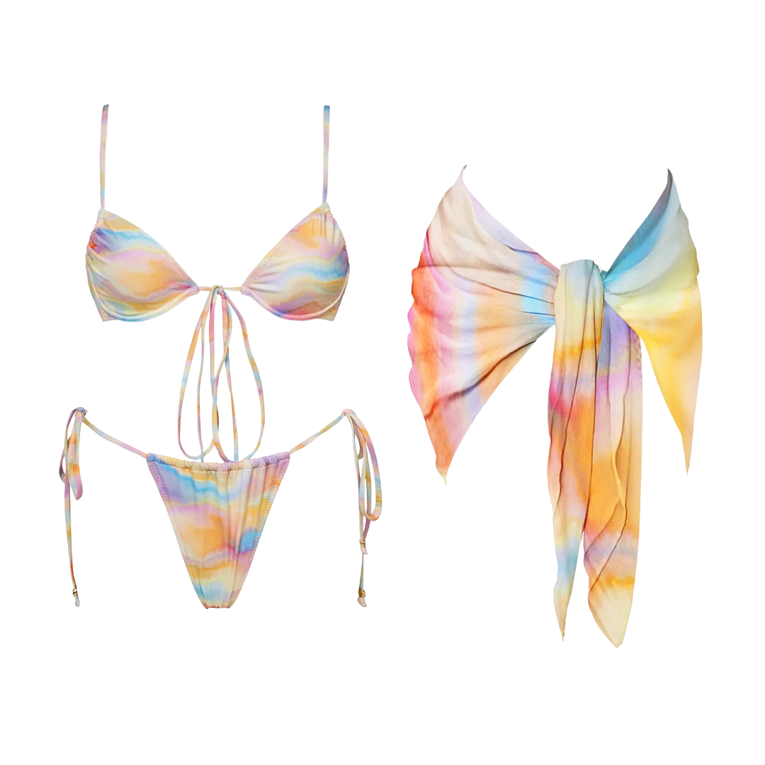 Rainbow Cloud Three-Piece Bikini Set