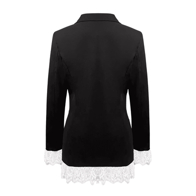Lace Hem Black Peplum Blazer