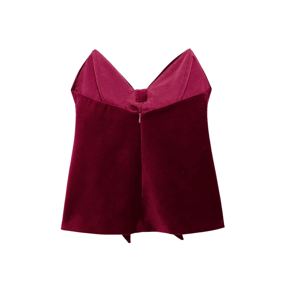 Velvet Bow Back Crop Top
