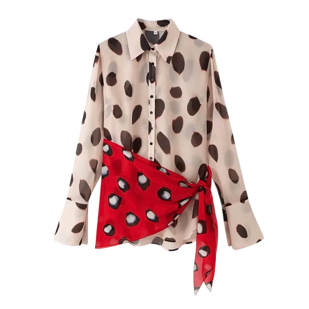 Polka Dot Shirt Dress – Asymmetric Tie Front