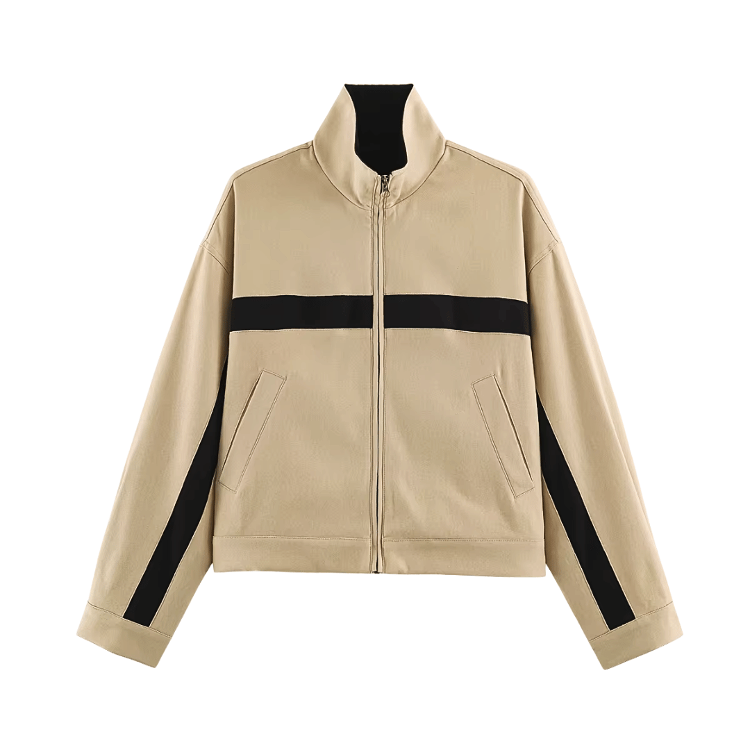 Contrast Stripe High Neck Zip Jacket