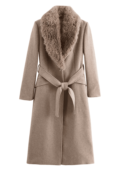 Faux-Fur Collar Wool Coat