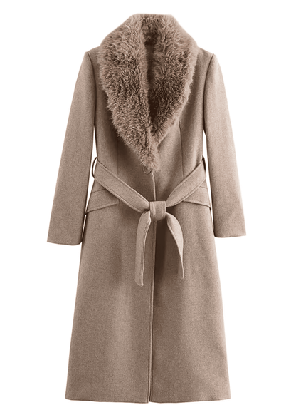 Faux-Fur Collar Wool Coat