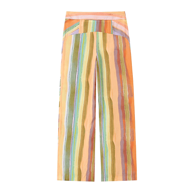 Striped Linen Halter Crop Top & Wide Leg Pants Set