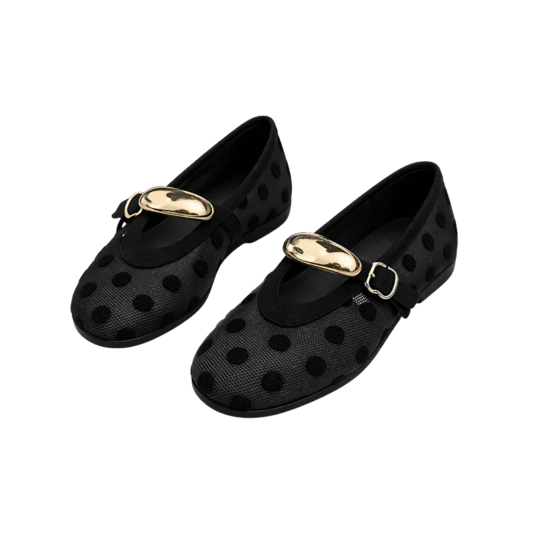 Polka Dot Mesh Ballerina Flats