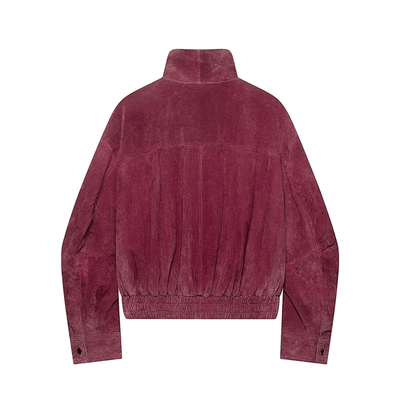 Faux Suede Bomber Jacket – High Neck Zip Up
