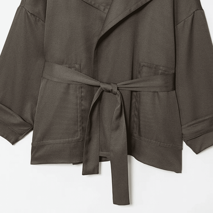 Dark Gray Wide-Leg Pant Suit Set