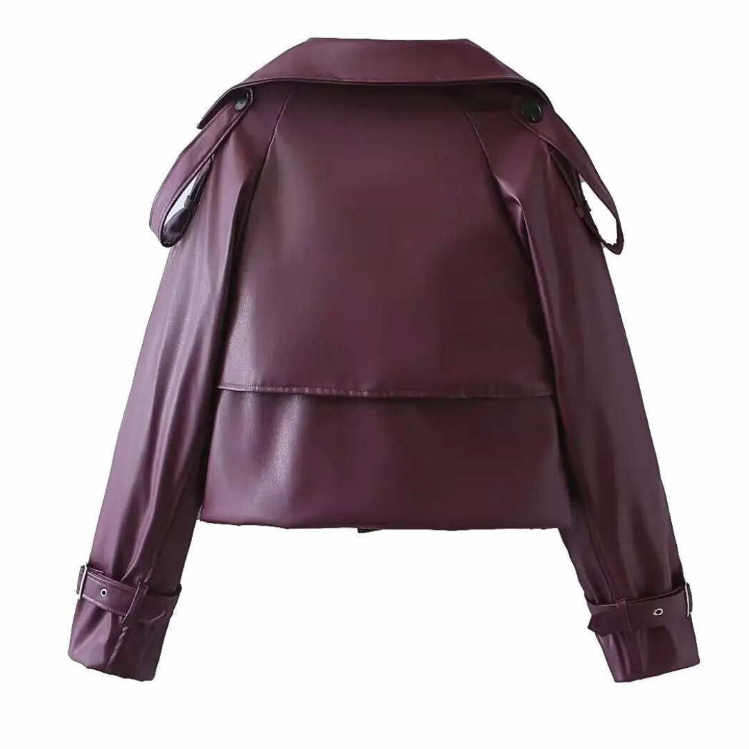Draped Faux Leather Jacket
