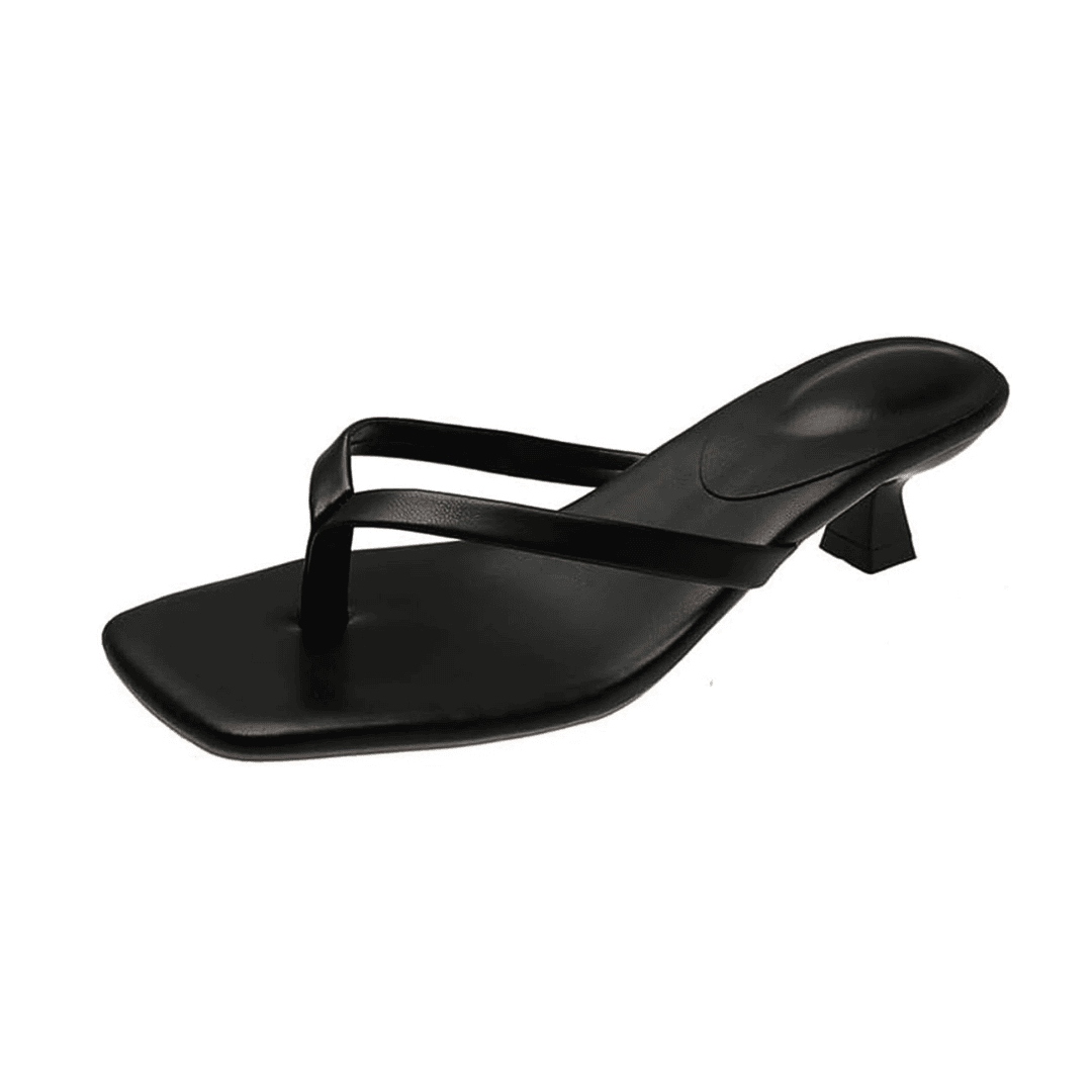 Square Toe Thong Heel Sandals
