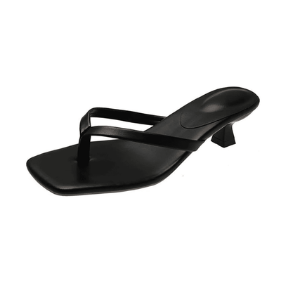 Square Toe Thong Heel Sandals