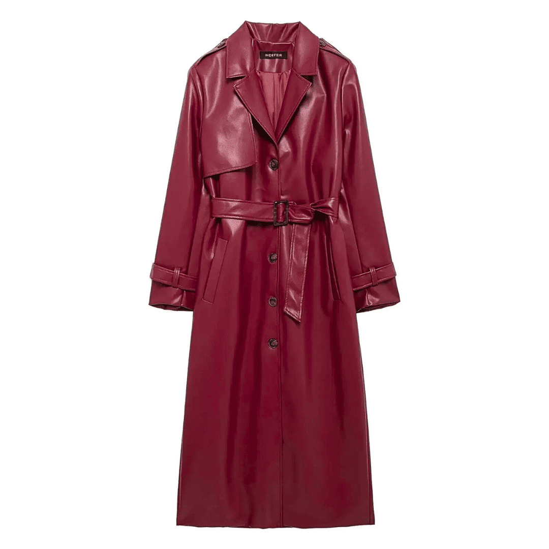 Classic Faux Leather Trench