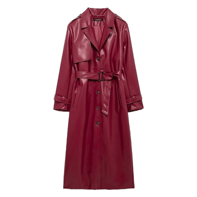 Classic Faux Leather Trench
