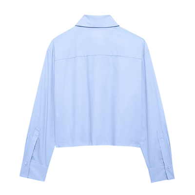 Rhinestone Blue V-Neck Blouse