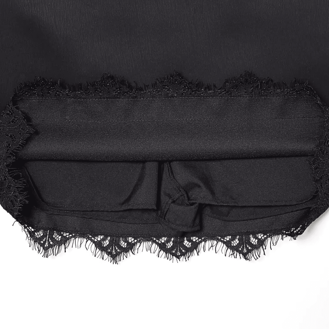 Black Satin Lace Skirt