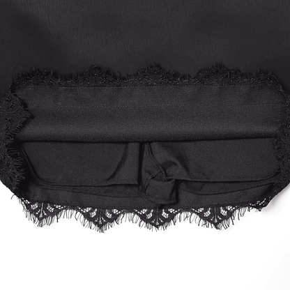 Black Satin Lace Skirt