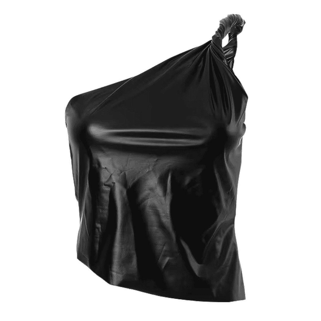 Chic Faux-Leather One-Shoulder Top