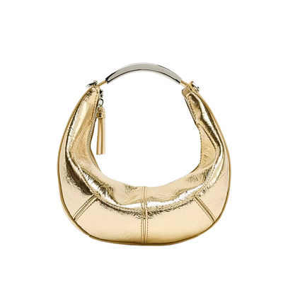 Metal Handle Hobo Bag