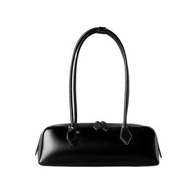 Leather Barrel Shoulder Bag – Minimalist East-West Handbag