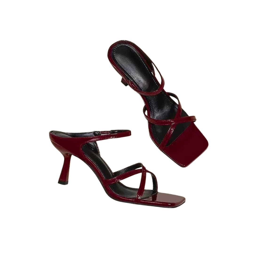 Riemchen-Heelsandalen mit eckiger Zehenpartie