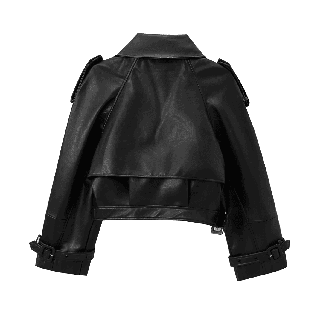 Cropped Faux Leather Jacket