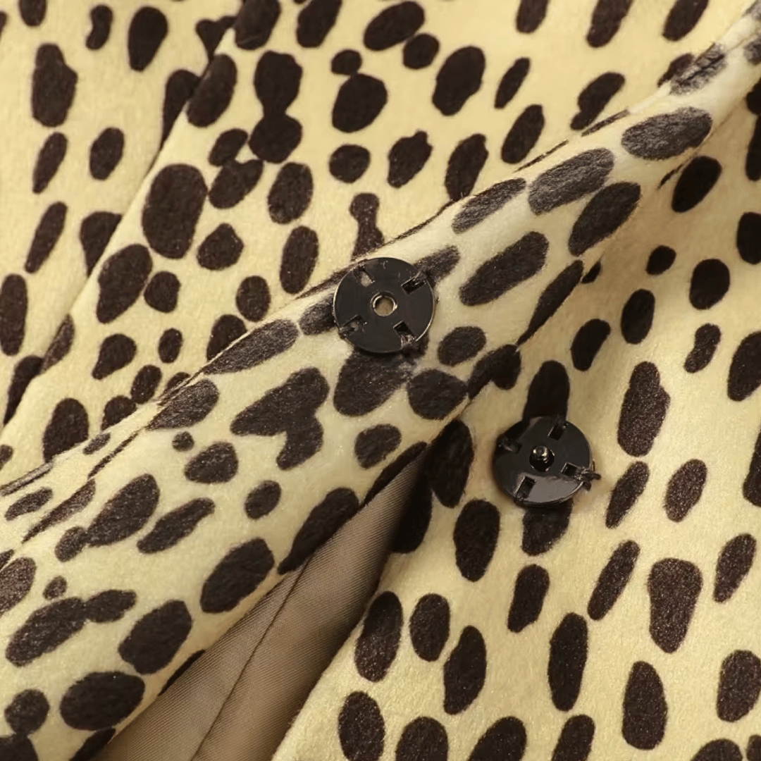 Deer Print Faux Fur Trimmed Jacket