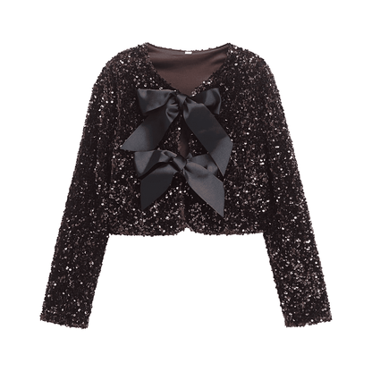 Sequin Bow Cropped Jacket