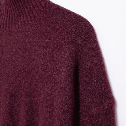 Soft Knit High-Neck Sweater in Burgundy