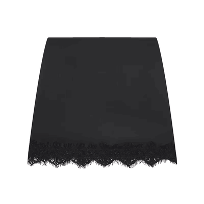 Black Satin Lace Skirt