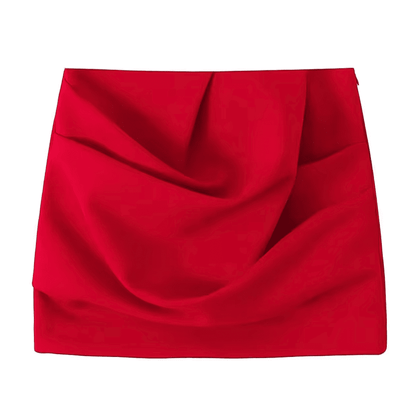Red Draped Mini Skirt